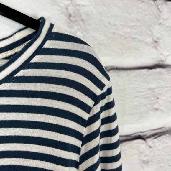 CAbi Women's M Blue Striped Asymmetrical Hem Long Sleeve Top - Picture 5 of 8